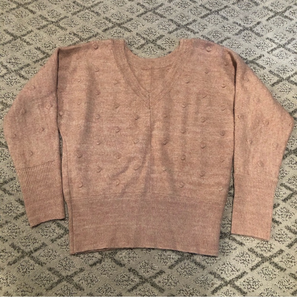 William Rast Textured Blush Pink V Neck Sweater Small